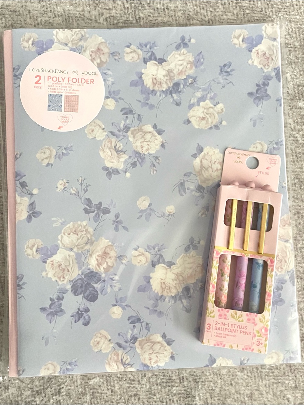LoveShackFancy x Target Yoobi 2-Pack Folder and Pen Set Bundle New In Package